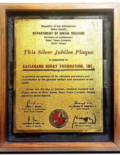 October 4, 1987 - Silver Jubilee Plaque