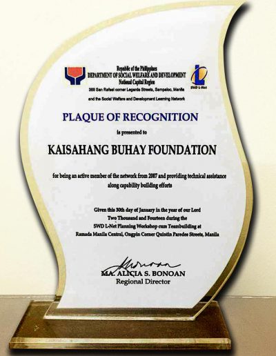 January 30, 2007 - Plaque of Recognition