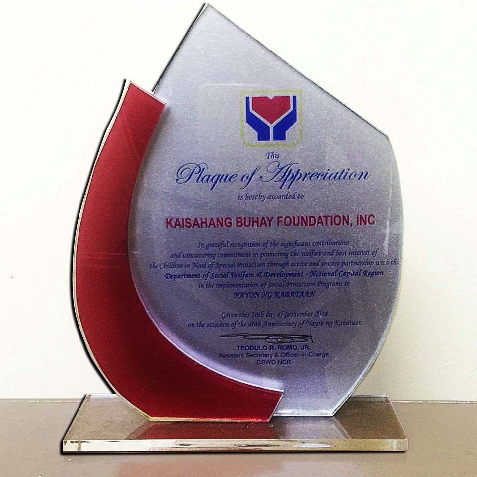 September 26, 2014 – Plaque of Appreciation in the implementation of ...