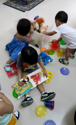 Foster children at the play area