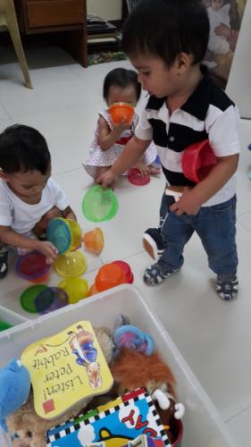 Foster children at the play area