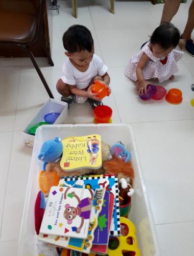 Foster children at the play area