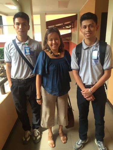 Two ilea boy scholars at dualtech school with KBF Board Member Ms. Rose Cabrera